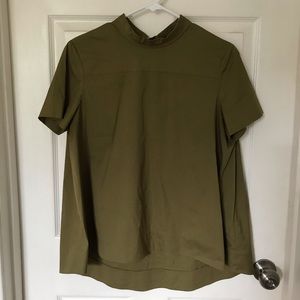 COS Mockneck Olive Bow Back Top